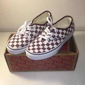 checkerboard vans burgundy